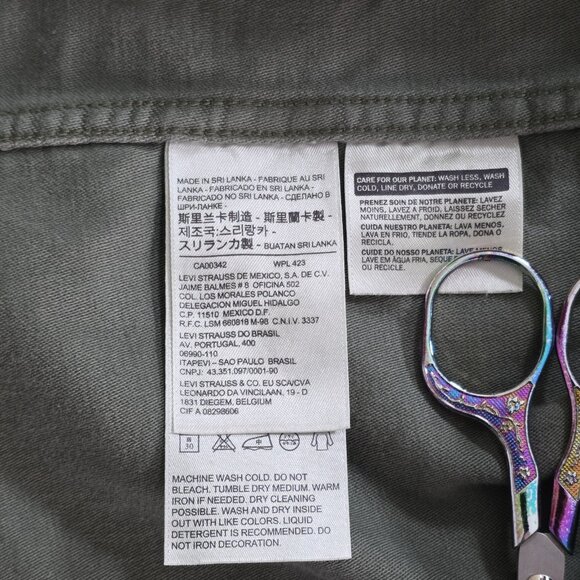 Levi's Army Shirt Jacket  Womens XS Military Green Wings Aztec Embroidery Hippie - Picture 11 of 16